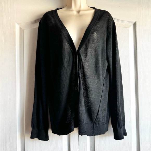 Garnet Hill Linen Essential Cardigan Sweater - Picture 2 of 7